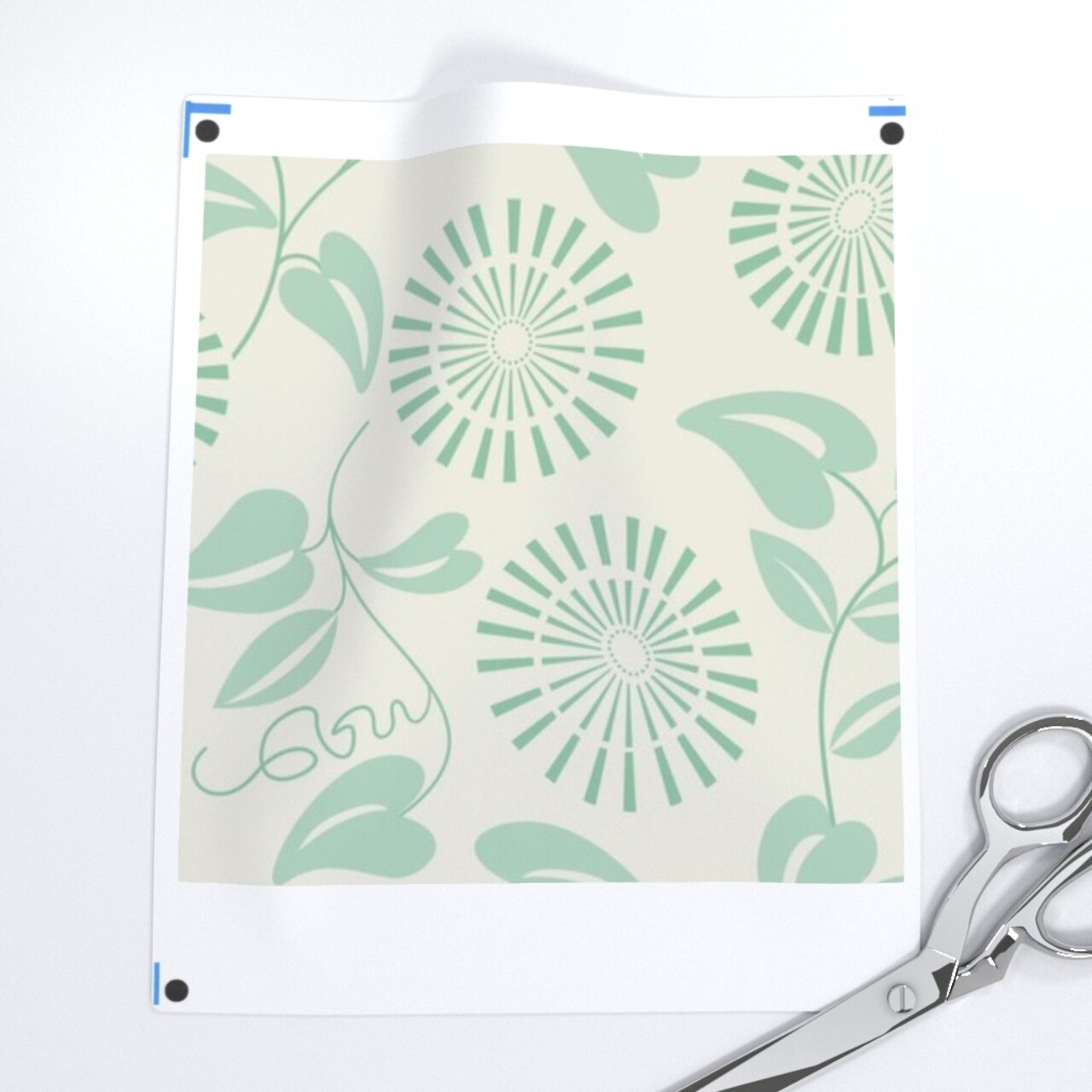 Floral Geometric Garden Nouveau Japon Blue Pink White Custom Pre-pasted Wallpaper by Spoonflower Pre-Pasted Wallpaper 2FT Wide